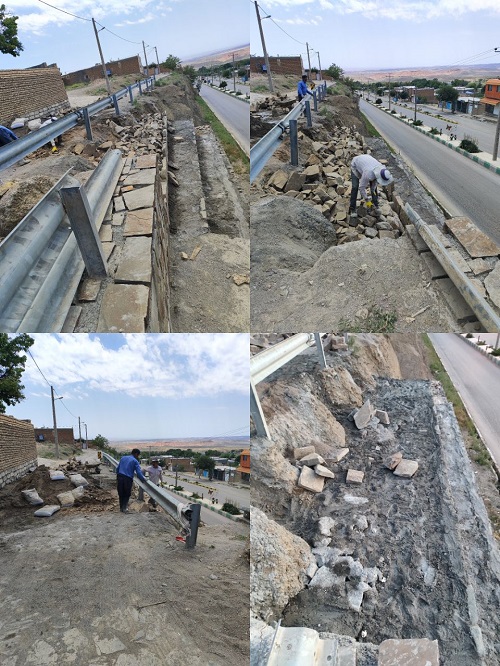 اجرای بخشی دیگر از دیوار سنگی حفاظتی (ساحلی)  در بافت فرسوده شهر مزداوند توسط مدیریت شهری