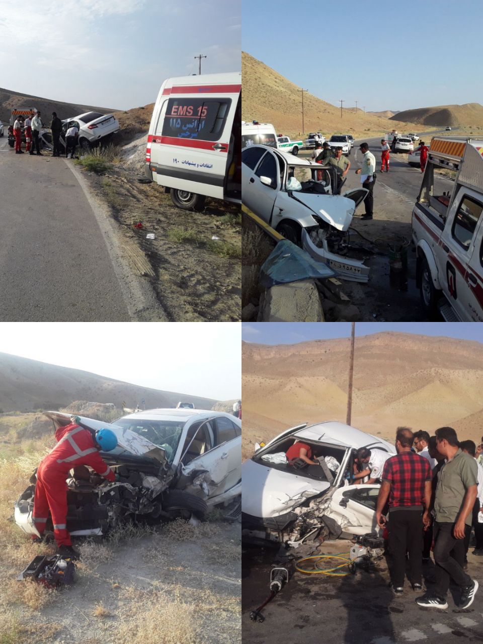 حادثه تصادف رخ به رخ دو دستگاه سواری