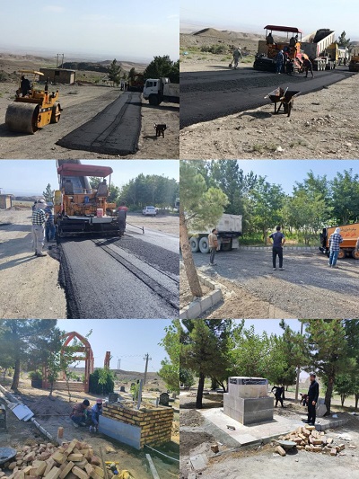محوطه سازی، آسفالت و ساخت آبخوری در محل مزار شهدای شهر