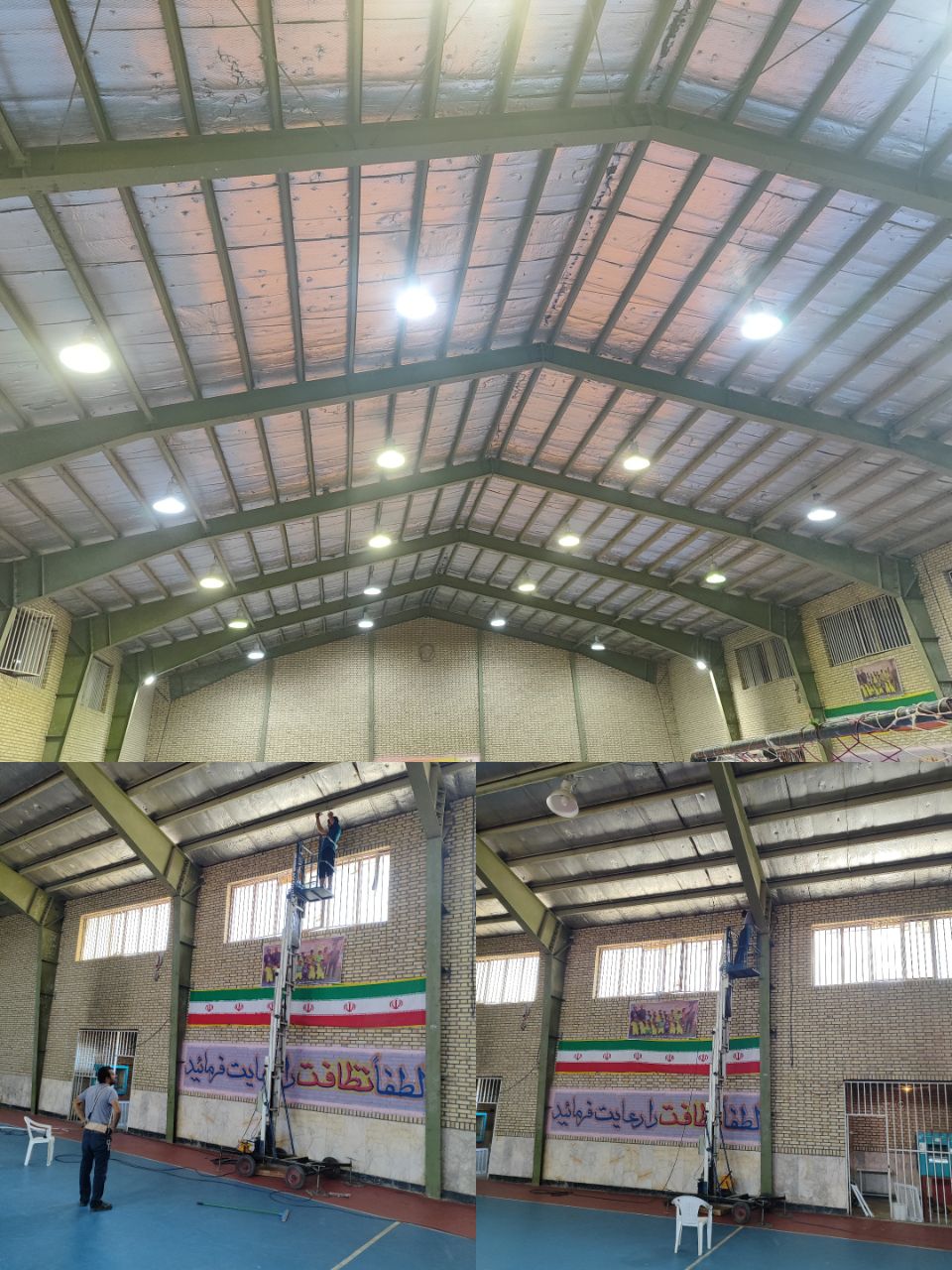 بروز رسانی و تعویض روشنایی سالن ورزشی شهید شبانی شهر مزداوند