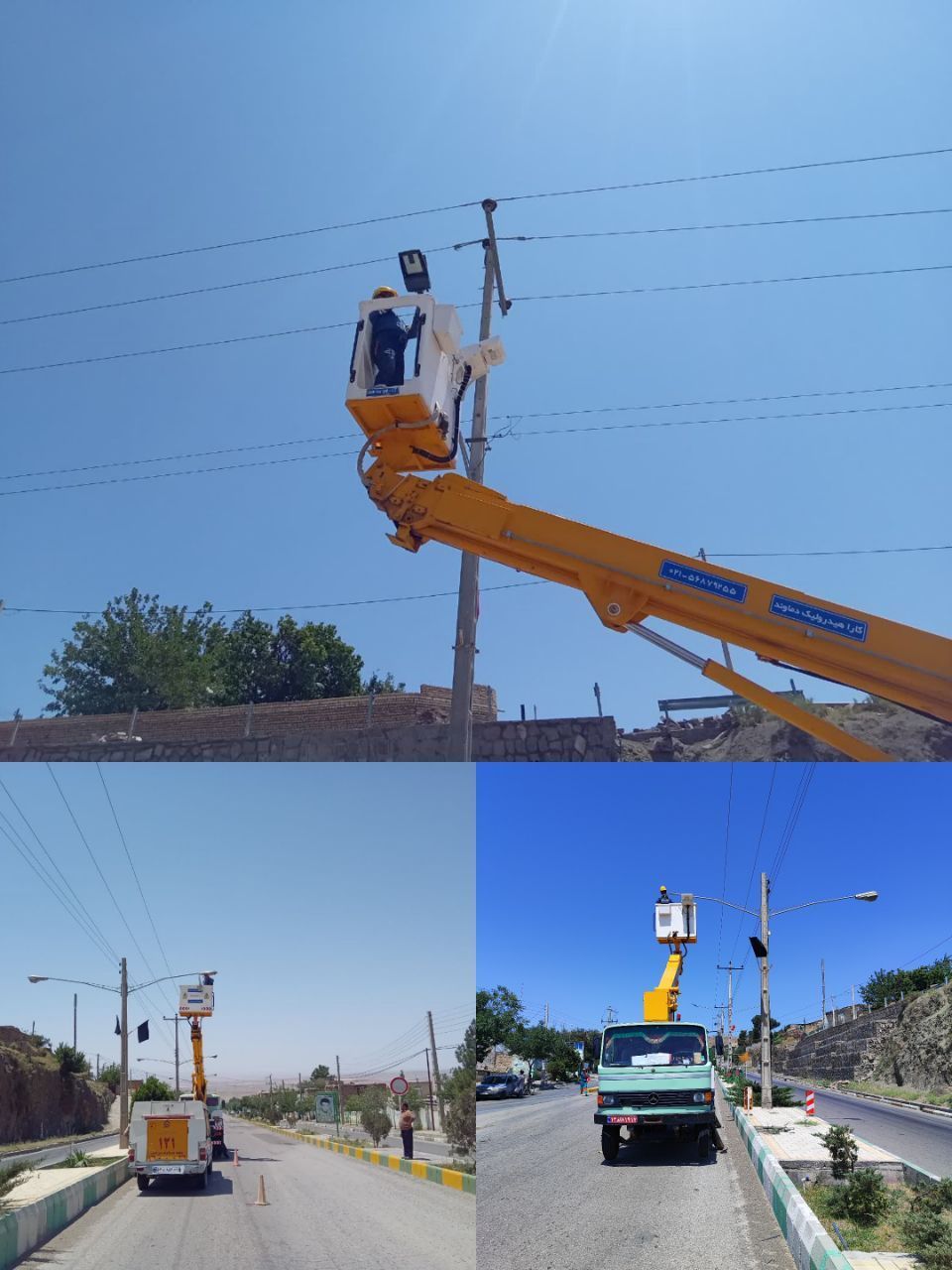 شروع تعویض سرچراغهای روشنایی بلوار امام رضا(ع) شهر مزداوند