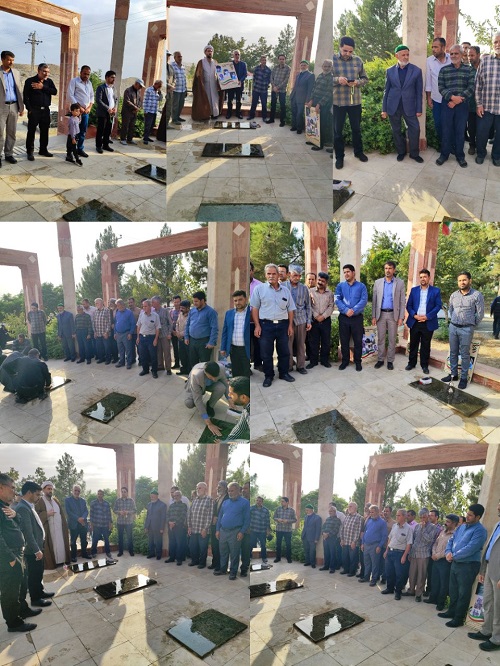 غبار روبی و عطر افشانی گلزار شهدای شهر مزداوند به مناسبت گرامیداشت هفته دفاع مقدس و تجلیل از خانواده معزز شهدای گرانقدر شهر مزداوند.