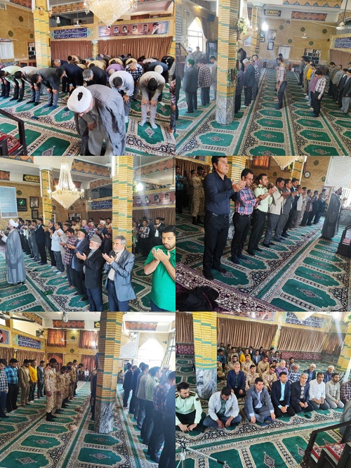 برگزاری مراسم باشکوه نماز عید سیعد فطر درمسجدصاحب الزمان شهر مزداوند.